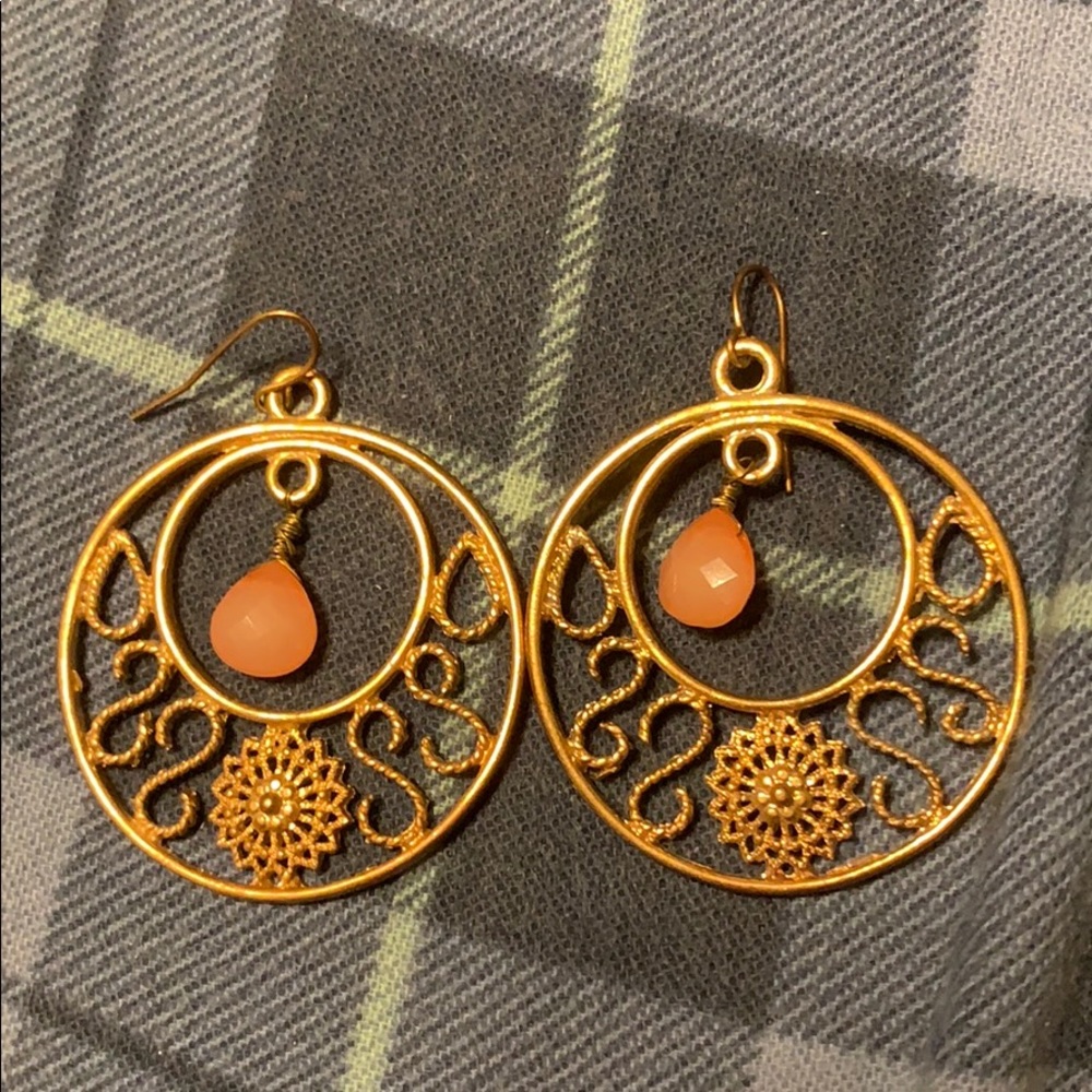 Gold Floral Hoops